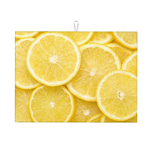 Abtropfmatte Gelb Zitrone bedruckte Abtropfmatte für Küchentheke 45,7 x 61 cm saugfähige Geschirr Abtropfmatten große Geschirrtrocknung Pad Geschirrmatte Küchenzubehör von BTCOWZRV