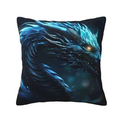 BTCOWZRV Weicher dekorativer Kissenbezug mit Drachen-Druck, moderner quadratischer Kissenbezug, doppelseitig, für Wohnzimmer, Schlafzimmer, Sofa, Heimdekoration, 45,7 x 45,7 cm von BTCOWZRV