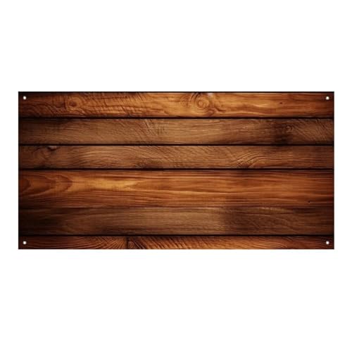 Braune Holzbanner und Schilder, Party-Hintergründe, Wandbehang, Flaggen, Fototext, Hintergrund, großes Partybanner mit 4 Löchern, Wanddekoration für drinnen und draußen, 60 x 120 cm von BTCOWZRV