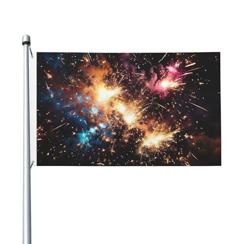 Explosions-Feuerwerk-Flagge, 90 x 152 cm, lustige hängende Flagge, Grußbanner mit Metallösen, personalisierte Gartenflagge für drinnen und draußen, Party, Heimdekoration von BTCOWZRV