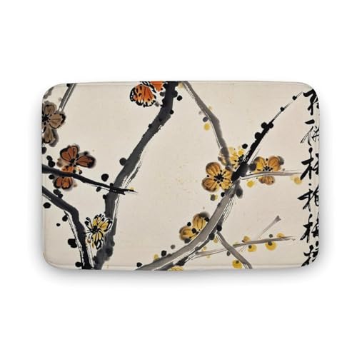 Fußmatte saugfähige Badematte für den Außenbereich, rutschfest, weich, Badezimmerteppich, 40 x 60 cm, Vordertürmatte für Eingang, Braun und Grau, Pflaumen-Teppich, waschbar, Türteppich für Innenraum Fußmatte saugfähige Badematte für den Außenbereich, rutschfest, weich, Badezimmerteppich, 40 x 60 cm, Vordertürmatte für Eingang, Braun und Grau, Pflaumen-Teppich, waschbar, Türteppich für Innenraum von BTCOWZRV