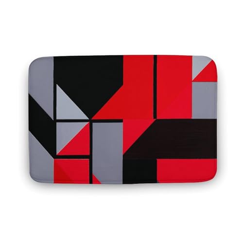 Fußmatte saugfähige Badematte für den Außenbereich, rutschfest, weich, Badezimmerteppich, 50 x 80 cm, Eingangstürmatte für Eingang, Rot, Schwarz und Grau, passender Teppich, waschbar, Türteppich für Fußmatte saugfähige Badematte für den Außenbereich, rutschfest, weich, Badezimmerteppich, 50 x 80 cm, Eingangstürmatte für Eingang, Rot, Schwarz und Grau, passender Teppich, waschbar, Türteppich für von BTCOWZRV