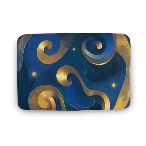 Fußmatte saugfähige Badematte für den Außenbereich, rutschfest, weich, Badezimmerteppich, 50 x 80 cm, Eingangstürmatte für Eingang, abstrakt, marineblau, goldfarben, waschbar, Türteppich für Innenraum Fußmatte saugfähige Badematte für den Außenbereich, rutschfest, weich, Badezimmerteppich, 50 x 80 cm, Eingangstürmatte für Eingang, abstrakt, marineblau, goldfarben, waschbar, Türteppich für Innenraum von BTCOWZRV