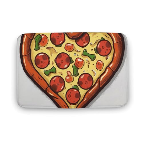 Fußmatte saugfähige Badematte für den Außenbereich, rutschfest, weich, Badezimmerteppich, 50 x 80 cm, Haustürmatte für Eingang, Liebesherz, Pizzateppich, waschbar, Türteppich für Innenraum Fußmatte saugfähige Badematte für den Außenbereich, rutschfest, weich, Badezimmerteppich, 50 x 80 cm, Haustürmatte für Eingang, Liebesherz, Pizzateppich, waschbar, Türteppich für Innenraum von BTCOWZRV
