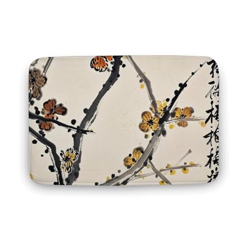 Fußmatte saugfähige Badematte für den Außenbereich, rutschfest, weich, Badezimmerteppich, 50 x 80 cm, Vordertürmatte für Eingang, Braun und Grau, Pflaumen-Teppich, waschbar, Türteppich für Innenraum Fußmatte saugfähige Badematte für den Außenbereich, rutschfest, weich, Badezimmerteppich, 50 x 80 cm, Vordertürmatte für Eingang, Braun und Grau, Pflaumen-Teppich, waschbar, Türteppich für Innenraum von BTCOWZRV