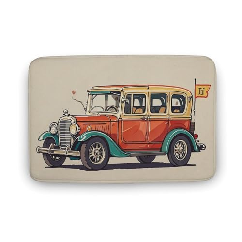 Fußmatte saugfähige Badematte für den Außenbereich, rutschfest, weich, Badezimmerteppich, 50 x 80 cm, Vordertürmatte für Eingang, altmodischer Transport, handbemalter Stil, waschbar, Türteppich für Fußmatte saugfähige Badematte für den Außenbereich, rutschfest, weich, Badezimmerteppich, 50 x 80 cm, Vordertürmatte für Eingang, altmodischer Transport, handbemalter Stil, waschbar, Türteppich für von BTCOWZRV