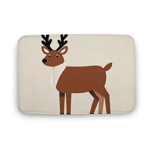 Fußmatte saugfähige Badematte für den Außenbereich, rutschfest, weich, Badezimmerteppich, 50 x 80 cm, Vordertürmatte für Eingang, braunes Rentiermuster, waschbar, Türteppich für Innenraum Fußmatte saugfähige Badematte für den Außenbereich, rutschfest, weich, Badezimmerteppich, 50 x 80 cm, Vordertürmatte für Eingang, braunes Rentiermuster, waschbar, Türteppich für Innenraum von BTCOWZRV