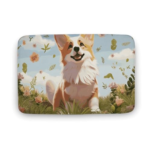 Fußmatte saugfähige Badematte für den Außenbereich, rutschfest, weich, Badezimmerteppich, 50 x 80 cm, Vordertürmatte für Eingang, schöner Corgi-Teppich, waschbar, Türteppich für Innenraum Fußmatte saugfähige Badematte für den Außenbereich, rutschfest, weich, Badezimmerteppich, 50 x 80 cm, Vordertürmatte für Eingang, schöner Corgi-Teppich, waschbar, Türteppich für Innenraum von BTCOWZRV