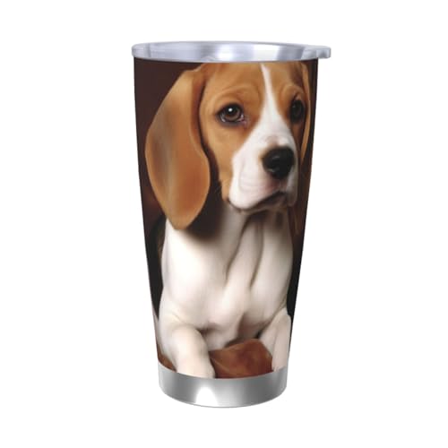 Ovely Thermobecher mit Deckel, 590 ml, Beagle, bedruckt, isoliert, Reisebecher, wiederverwendbar, Edelstahl, Thermobecher, isoliert für heiß und kalt von BTCOWZRV