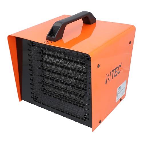 BTEC Heizlüfter 3000 Watt - Elektroheizer - Keramik Heizelemente - 2 Heizstufen - Frostwächter - Perfekt für Baustelle, Werkstatt, Garage - Heizstrahler - 3kW Heizer von BTEC