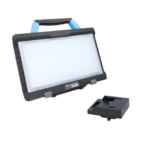 BTEC Worker Multi Akku 50 Watt Arbeitsleuchte IP54 LED Baustrahler Arbeitslampe Bauleuchte Werkstattlampe Baustellenlampe LED mit Adapter passend für Bosch18V Akkus - OHNE AKKU von BTEC