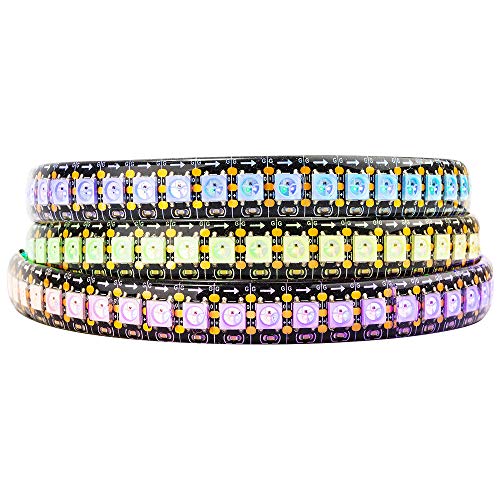 BTF-LIGHTING 1M 144 LEDs/Pixels/m WS2812B Schwarz PCB RGB adressierbare Strip Streifen mit 5050 SMD LEDs Wasserdicht IP65 von BTF-LIGHTING