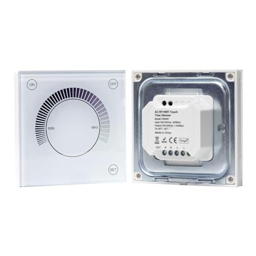 BTF-LIGHTING 2.4Ghz WiFi Triac AC Dimmschalter für LED ohmsche Last Halogenlampe mit elektronischem Transformator Kompatibel mit Alexa Google Home Smartphone APP-Steuerung(Nur Triac Dimmer Panel) von BTF-LIGHTING