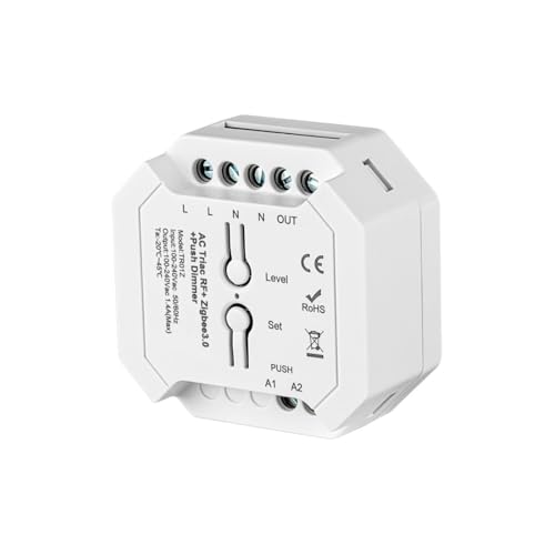 BTF-LIGHTING 2.4Ghz Zigbee3.0 TR01Z AC100-240V Triac Dimmer Steuerung für dimmbare LED-Streifen Glühbirnen Halogenlampen Kompatibel mit Alexa Google Home Smartphone APP Steuerung(Nur Triac Dimmer) von BTF-LIGHTING