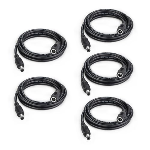 BTF-LIGHTING 2PIN DC Power Pigtail Kabelstecker 5PCS 20AWG 5.5mm x 2.1mm Stecker Buchse mit 1m Verlängerungskabel für 2pin PWM SMD FCOB Einfarbige LED-Streifen von BTF-LIGHTING
