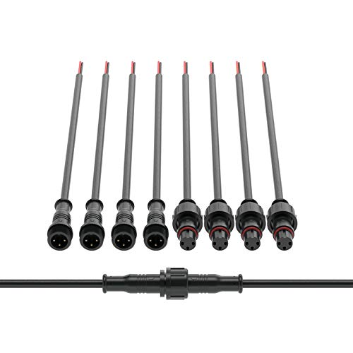 BTF-LIGHTING 3-poliger wasserdichter elektrischer Stecker 22 AWG IP65 Stecker-Buchse 7,87in/20cm Verlängerungskabel für Boot,Innen-/Außenbereich LED-Streifen/Leuchtband 22mm Mutter Klein 5 Paar von BTF-LIGHTING