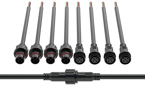 BTF-LIGHTING 5-poliger wasserdichter elektrischer Stecker 24AWG IP65 Stecker-Buchse 7,87in/20cm Verlängerungskabel für Innen/Außenbereich LED-Leuchtbänder/String 15mm Mutter Große Größe 5 Paare von BTF-LIGHTING