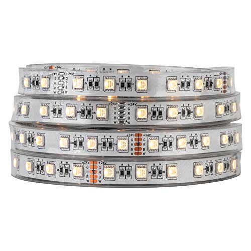 BTF-LIGHTING 5050 RGBW RGB + Warmes Weiß (2700K-3000K) 4 Farben in 1 LED 5M 60LEDs /m Mehrfarbige LED Band-Lampen IP67 Wasserdichtes Weiß PCB LED DC24V von BTF-LIGHTING
