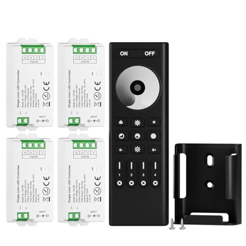 BTF-LIGHTING 5050SMD FCOB COB Dimmen RF 2.4GHz drahtlose Fernbedienung RC01RFB &4PCS C01RF Tuya Controller Kit 4 Zonen Gruppensteuerung PWM Einzelfarbe (+V -V) 2pin LED Streifen DC5V DC12V DC24V von BTF-LIGHTING