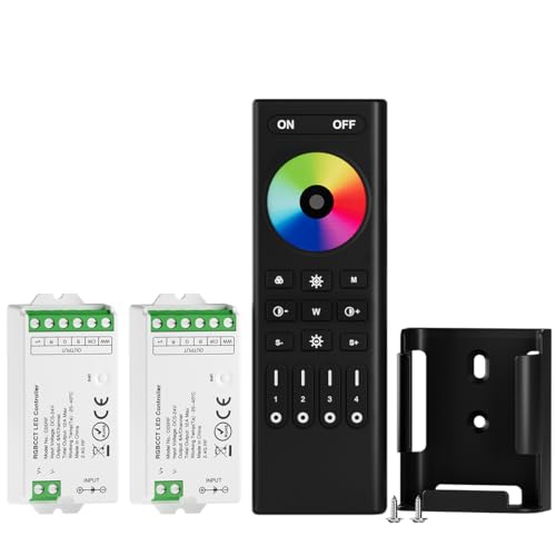 BTF-LIGHTING 5050SMD FCOB COB RGBCCT RF Fernbedienung RC03RFB&2PCS C05RF Steuerung Kit 4-Zonen RF 2.4GHz Drahtlose Fernbedienung Gruppensteuerung für 6pin RGBCCT(+ R G B C W)LED Licht DC5V DC12V DC24V von BTF-LIGHTING