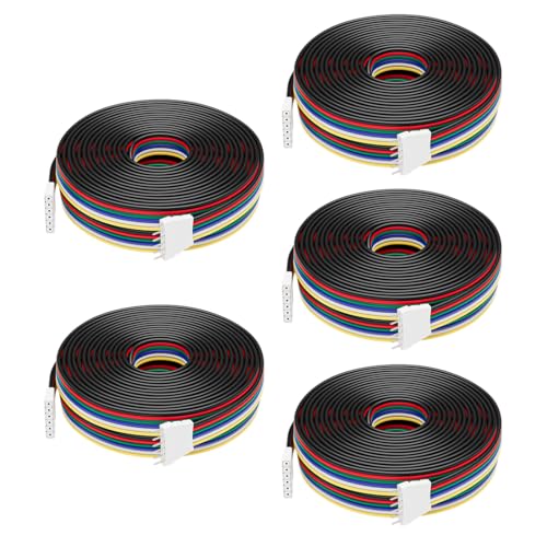BTF-LIGHTING 6PIN 22AWG JST SM LED Stecker 5Stück/Pack männliche Buchse mit 2m Kabel für PWM SMD FCOB RGBCCT LED Streifen ohne Löten Controller Draht von BTF-LIGHTING