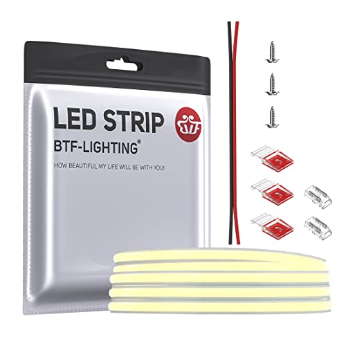 BTF-LIGHTING FCOB COB Natürliches Weiß 4000K Flexibel Hohe Dichte Licht dimmbare LED-Streifen CRI90+ 1M 480LEDs/m DC12V 10W/M 5mm Breite biegsam FOB LED-Band für DIY Innenbeleuchtung Projekte von BTF-LIGHTING