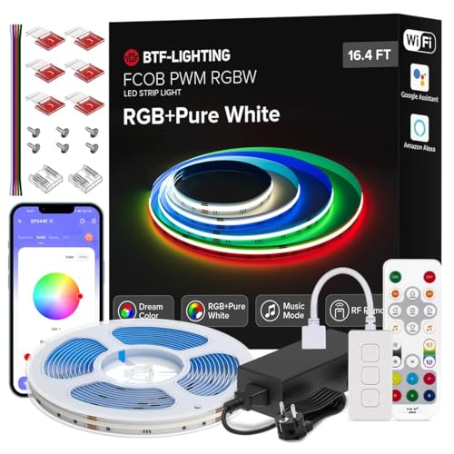 BTF-LIGHTING FCOB COB RGBWW LED Streifen WLAN Kit 5M 896LEDs/m RGB+Warmweiß 3000K 24V Lichtleiste mit SP544E 2,4Ghz WiFi RGBW LED Controller Kompatibel mit Alexa Google Home für DIY Home Dekoration BTF-LIGHTING FCOB COB RGBWW LED Streifen WLAN Kit 5M 896LEDs/m RGB+Warmweiß 3000K 24V Lichtleiste mit SP544E 2,4Ghz WiFi RGBW LED Controller Kompatibel mit Alexa Google Home für DIY Home Dekoration von BTF-LIGHTING