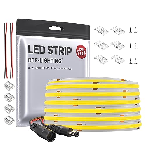 BTF-LIGHTING FCOB COB Warmes Weiß 3000K Flexibel Hohe Dichte Licht dimmbare LED-Streifen CRI90 + 10M 336LEDs/m DC24V 8W/M 8mm Breite biegsam FOB LED-Band für DIY Innenbeleuchtung Projekte von BTF-LIGHTING