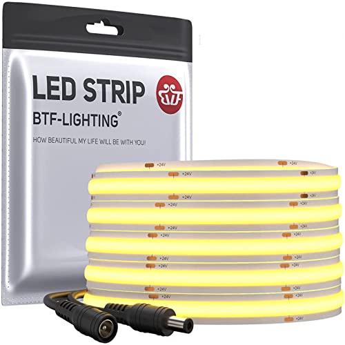 BTF-LIGHTING FCOB Flexibel Hohe Dichte LED Streifen 5M 336LEDs Kaltweiß 8W/M 24V Dimmbar Verformbar FOB COB LED Licht Band für Schlafzimmer Küche Raum Innendekoration(Nur Streifen) von BTF-LIGHTING