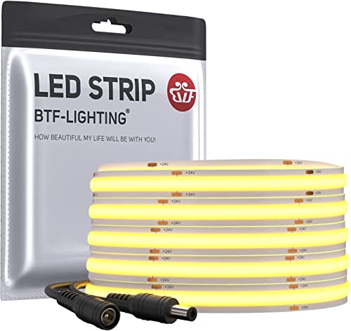 BTF-LIGHTING FCOB Flexibel Hohe Dichte LED Streifen 5M 336LEDs Naturweiß 8W/M 24V Dimmbar Verformbar FOB COB LED Licht Band für Schlafzimmer Küche Raum Innendekoration(Nur Streifen) von BTF-LIGHTING