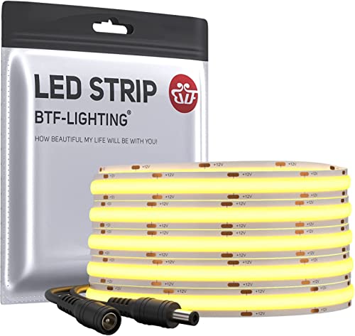 BTF-LIGHTING FCOB Flexibel Hohe Dichte LED Streifen 5M 336LEDs Warmweiß 8W/M 12V Dimmbar Verformbar FOB COB LED Licht Band für Schlafzimmer Küche Raum Innendekoration(Nur Streifen) von BTF-LIGHTING