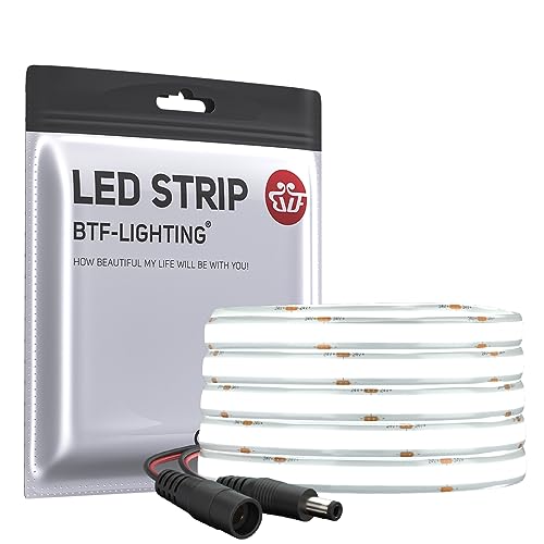 BTF-LIGHTING FCOB Flexibel Hohe Dichte LED Streifen Kaltweiß 6000K 5M 480LEDs/M 10W/M 24V IP65 Wasserdicht Dimmbar Verformbar COB LED Licht für Zimmer DIY Dekoration(Nicht inhalt Netzteil＆Controller) von BTF-LIGHTING