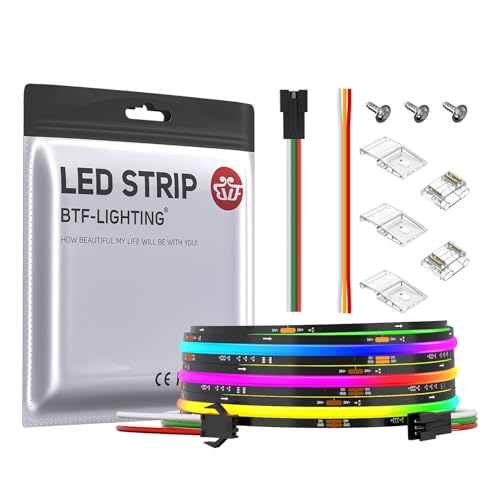 BTF-LIGHTING FCOB SPI COB RGB Flexible Hohe Dichte LED-Streifen WS2811 IC LED Strip 3M 630LEDs/m 14W/M DC24V Schwarz PCB IP30 Chasing Farbe DIY Dekoration(Nicht inhalt Controller&Netzteil) von BTF-LIGHTING