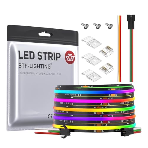 BTF-LIGHTING FCOB SPI RGB Flexible Hohe Dichte COB LED-Streifen WS2811 IC LED Strip 5M 630LEDs/m 14W/M DC24V Schwarz PCB IP30 Chasing Farbe DIY Dekoration(Nicht inhalt Controller&Netzteil) von BTF-LIGHTING