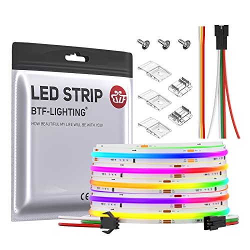 BTF-LIGHTING FCOB SPI RGB Flexible Hohe Dichte COB LED-Streifen WS2811 IC LED Strip 5M 630LEDs/m 14W/M DC24V Weiß PCB IP30 Chasing Farbe DIY Dekoration(Nicht inhalt Controller&Netzteil) von BTF-LIGHTING