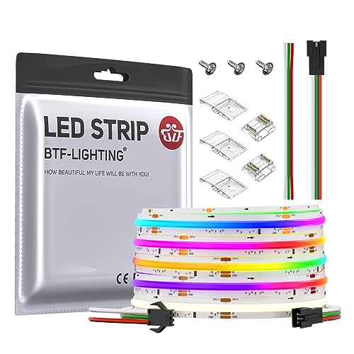 BTF-LIGHTING FCOB SPI RGBNW(4000K) Flexible Hohe Dichte COB LED-Streifen WS2814 IC RGBW LED Strip 5M 784LEDs/m 21W/M DC24V IP30 Chasing Farbe DIY Dekoration(Nicht inhalt Controller&Netzteil) von BTF-LIGHTING