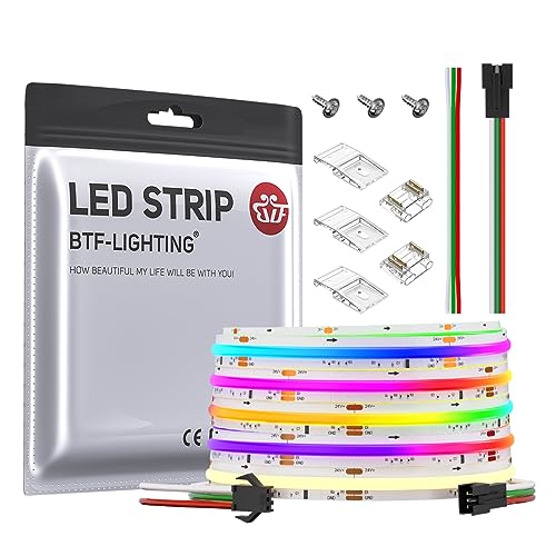 BTF-LIGHTING FCOB SPI RGBWW(3000K) Flexible Hohe Dichte COB LED-Streifen WS2814 IC RGBW LED Strip 5M 784LEDs/m 21W/M DC24V IP30 Chasing Farbe DIY Dekoration(Nicht inhalt Controller&Netzteil) von BTF-LIGHTING