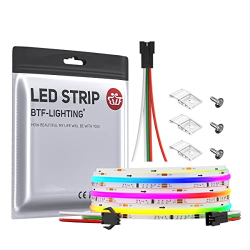 BTF-LIGHTING FCOB SPI COB RGB Flexible Hohe Dichte LED-Streifen WS2811 IC LED Strip 3M 720LEDs/m 21W/M DC24V IP30 Nicht Wasserdicht Chasing Farbe DIY Dekoration(Nicht inhalt Controller&Netzteil) von BTF-LIGHTING