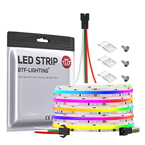 BTF-LIGHTING FCOB SPI COB RGB Flexible Hohe Dichte LED-Streifen WS2811 IC LED Strip 5M 720LEDs/m 21W/M DC24V IP30 Nicht Wasserdicht Chasing Farbe DIY Dekoration(Nicht inhalt Controller&Netzteil) von BTF-LIGHTING