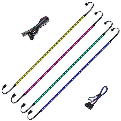 BTF-LIGHTING LED RGB PC-Lichtstreifen 4 Stück 19in 5050 für 12V 4-Pin LED-Stecker - ASUS Aura Sync, Gigabyte Fusion, MSI Mystic Light Kompatibel von BTF-LIGHTING