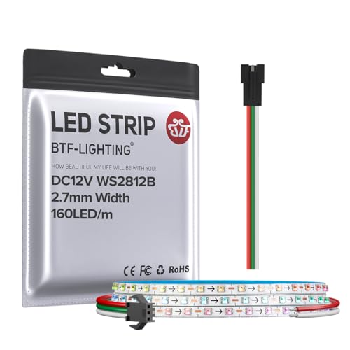 BTF-LIGHTING RGB IC 2.7mm Breite Super Schmaler LED Streifen SMD0807 DC12V 1M 160LEDs Adressierbares LED Band Flexibles Traum Farbe Dünnes Seil IP30 Nicht Wasserdicht für DIY Dekoration (nur Streifen) BTF-LIGHTING RGB IC 2.7mm Breite Super Schmaler LED Streifen SMD0807 DC12V 1M 160LEDs Adressierbares LED Band Flexibles Traum Farbe Dünnes Seil IP30 Nicht Wasserdicht für DIY Dekoration (nur Streifen) von BTF-LIGHTING