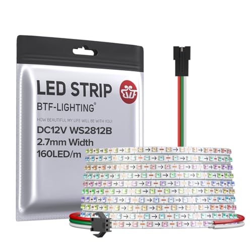 BTF-LIGHTING RGB IC 2.7mm Breite Super Schmaler LED Streifen SMD0807 DC12V 5M 160LEDs/m Adressierbares Band Flexibles Traum Farbe Dünnes Seil IP30 Nicht Wasserdicht für DIY Dekoration (nur Streifen) BTF-LIGHTING RGB IC 2.7mm Breite Super Schmaler LED Streifen SMD0807 DC12V 5M 160LEDs/m Adressierbares Band Flexibles Traum Farbe Dünnes Seil IP30 Nicht Wasserdicht für DIY Dekoration (nur Streifen) von BTF-LIGHTING