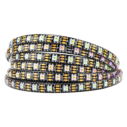 BTF-LIGHTING RGBW RGBWW Warmweiß SK6812 (ähnlich WS2812B) 5m 60leds/pixels/m Individuell adressierbar Flexibel 4 farbe in 1 LED Traumfarbe LED Streifen Wasserdicht IP65 DC 5V Schwarz PCB von BTF-LIGHTING