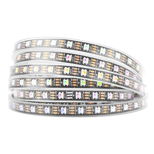 BTF-LIGHTING RGBW RGBWW Warmweiß SK6812 (ähnlich WS2812B) 5m 60leds/pixels/m Individuell adressierbar Flexibel 4 farbe in 1 LED Traumfarbe LED Streifen Wasserdicht IP67 DC5V Schwarz PCB von BTF-LIGHTING