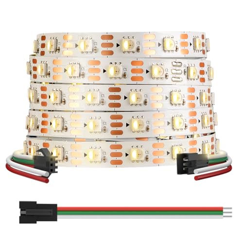 BTF-LIGHTING SK6812 RGBW IC 4in1 LED-Streifen Individuell Adressierbarer DC12V 5M 60LEDs/m 5050SMD RGB+Warmweiß 3000K 4 farbe in 1 Weiß PCB Traumfarbe Flexibel IP30 für DIY Dekoration(nur Streifen) von BTF-LIGHTING