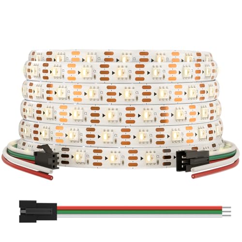 BTF-LIGHTING SK6812 RGBW IC 4in1 LED-Streifen Individuell Adressierbarer DC12V 5M 60LEDs/m 5050SMD RGB+Warmweiß 3000K 4 farbe in 1 Weiß PCB Traumfarbe Flexibel IP65 für DIY Dekoration(nur Streifen) von BTF-LIGHTING