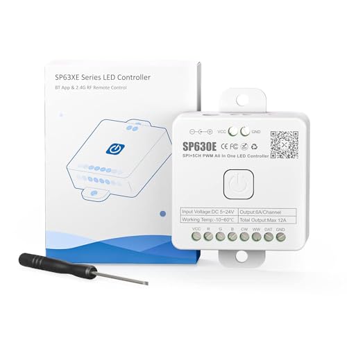 BTF-LIGHTING SP630E 12 in 1 2.4Ghz Bluetooth LED Controller Kompatibel mit WS2812B SK6812 WS2811 FCOB CCT 5050RGB/RGBW LED Streifen mit 2.4G-Touchpanel/2.4G RF Remote/APP Kontrol Musik Modus BTF-LIGHTING SP630E 12 in 1 2.4Ghz Bluetooth LED Controller Kompatibel mit WS2812B SK6812 WS2811 FCOB CCT 5050RGB/RGBW LED Streifen mit 2.4G-Touchpanel/2.4G RF Remote/APP Kontrol Musik Modus von BTF-LIGHTING