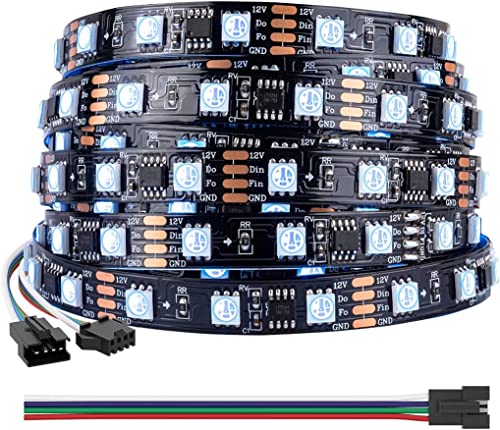 BTF-LIGHTING TM1934(Ähnlich wie WS2815) RGB Programmierbare LED Streifen 5050SMD+1934 IC 5M 300leds Traumfarbe LED Strip DC12V Schwarz PCB IP30 Nicht Wasserdicht Controller&Netzteil nicht enthalten von BTF-LIGHTING