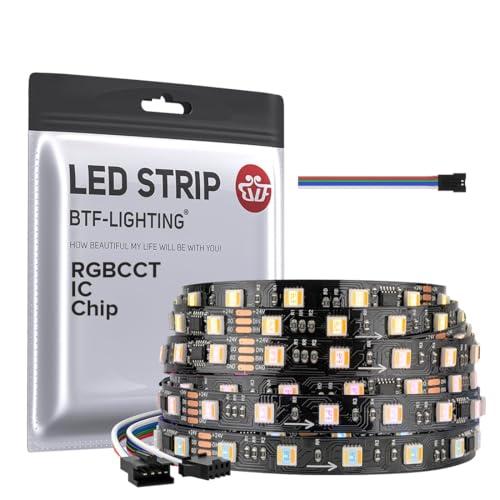 BTF-LIGHTING WS2805 SPI RGBCCT adressierbare Traum Farbe LED-Streifen WS2805 IC LED Strip 5M 60LEDs/m 50Pixels DC24V IP30 Lauflicht Effekt DIY Dekoration(Nicht inhalt Controller&Netzteil) von BTF-LIGHTING
