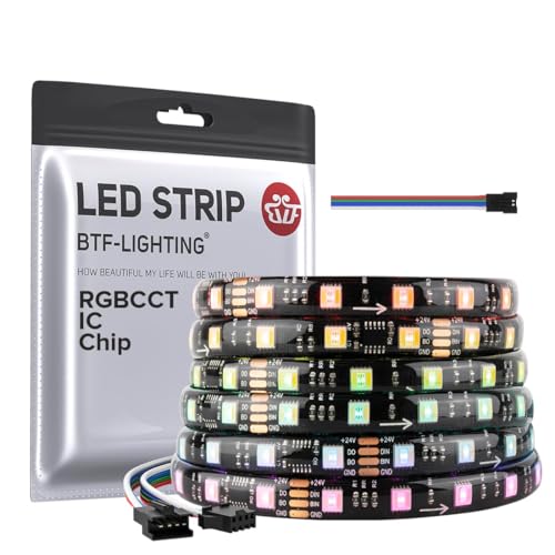 BTF-LIGHTING WS2805 SPI RGBCCT adressierbare Traum Farbe LED-Streifen WS2805 IC LED Strip 5M 60LEDs/m 50Pixels DC24V IP65 Wasserdicht Lauflicht Effekt DIY Dekoration(Nicht inhalt Controller&Netzteil) von BTF-LIGHTING